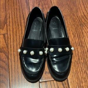 Black Loafers with Pearl Detailing
